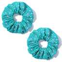 Glitter Teal Rhinestone Scrunchies for Cheer Competition Sparkly Cheerleading Scrunchie Hair Accessories Elastic Band for Cheerleaders Girls (Teal) (2 PCS)