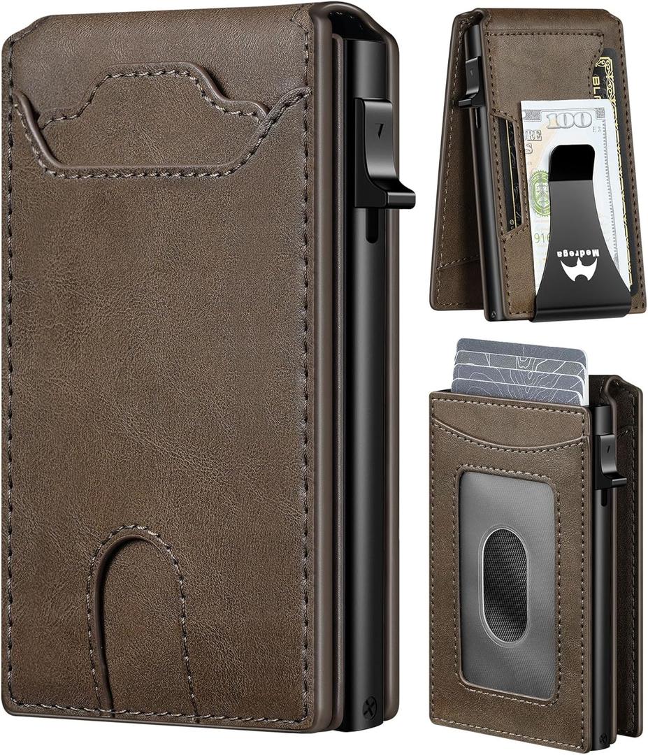 Card Wallet for Men Slim Minimalist: Smart Pop Up Wallets with Money Clip - RFID Front Pocket Credit Card Holder - Gift for Men Husband