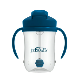 Dr. Brown's Milestones Baby's First Straw Cup, Training Cup with Weighted Straw, 9 oz/270 mL, BPAfree, 6m+, Dark Blue, 1Pack