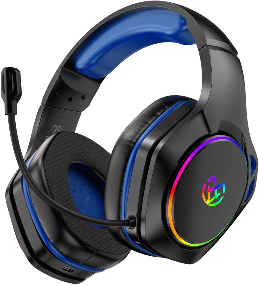 Wireless Gaming Headset for Ps5, Ps4, Pc with 7.1 Surround Sound, 360 Adjustable Microphone, 40H+ Battery, 2.4GHz USB & Type-C  Compatible with Switch, Laptop, Mac, Mobile Phone (Blue)