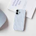 Lovmooful for iPhone 16 Case Cute Color Wavy Striped-Blue&White