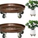 Plant Saucer 12" Rolling Plant Caddy Rolling Plant Stand with Wheels Heavy Duty Metal, Locking, Sturdy, Rust-Resistant Finish, and Easy to Move, 310 lb Capacity, 2 Pack