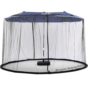 15FT Mosquito Netting for Patio Umbrella Double Sided Patio Umbrella Canopy Netting &10X10 Ft Gazebo (Black)(Does Not Contain Gazebo Patio Umbrela) (15FT Black)