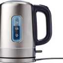 Amazon Basics Electric Stainless Steel Kettle for Tea and Coffee, BPA-Free, Fast Boiling, Auto Shut-Off, 1 Liter, 1500W, Black and Silver
