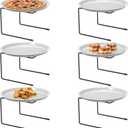 6-Piece Black Metal Pizza Table Stands - Restaurant Pizza Holder and Display Rack
