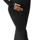 OYOANGLE Women's Maternity Ribbed Dress Long Sleeve Scoop Neck Stretchy Bodycon Baby Shower Dresses (Medium, Black)