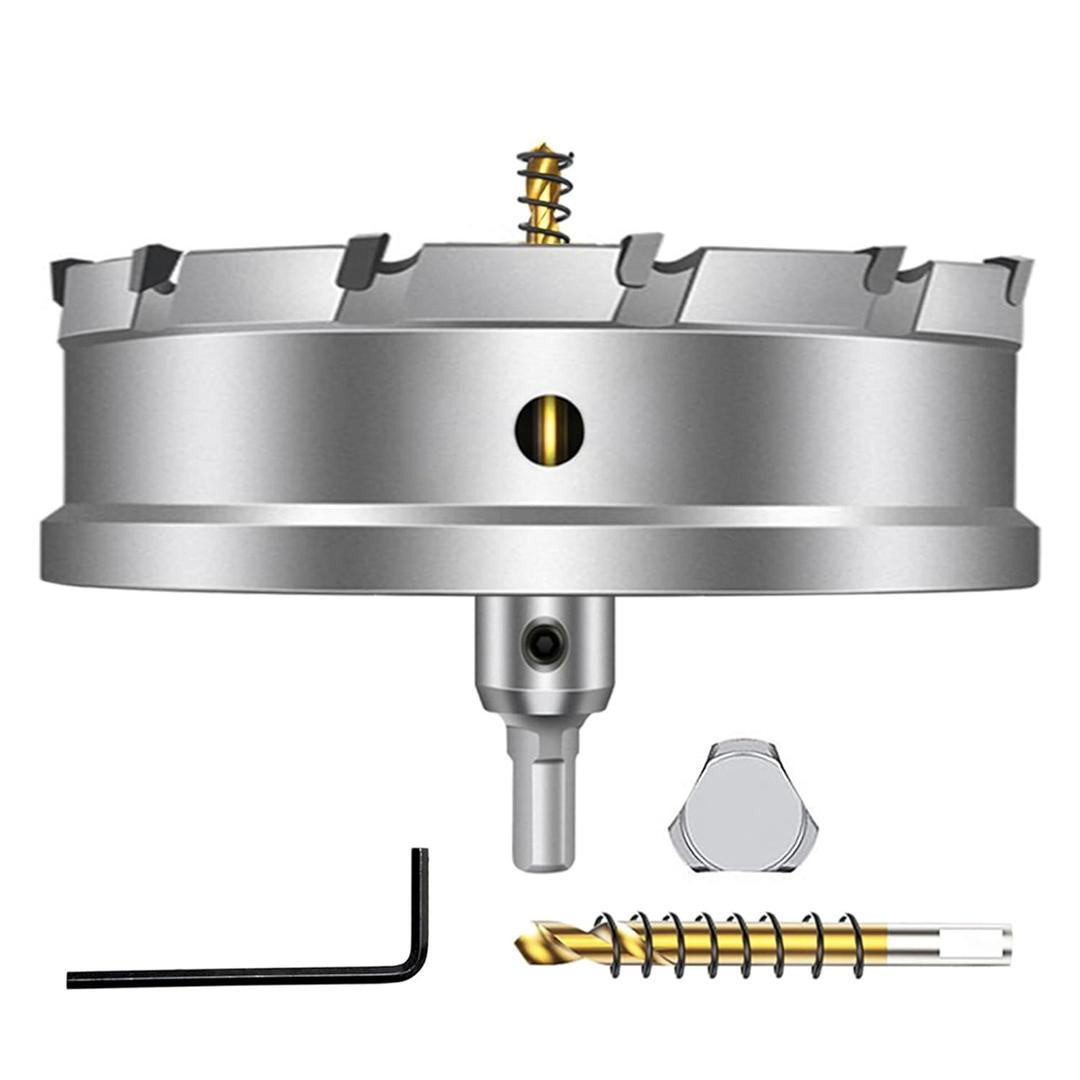 ASNOMY 6 Inch TCT Hole Saw Set for Hard Metal, 6" Hole Saw Cutter with 2pcs Titanium-Plated Pilot Drill bit for Metal, Stainless Steel, Iron, Wood