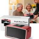 Large Button Simple Music Player for Seniors, Easy MP3 Player for Elderly, Dementia, Blind,Alzheimer's & Visually Impaired, Music Box with 32GB TF Card, One-Touch Play (Red)