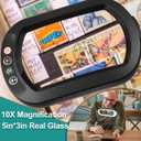 IVMAIE 10X Magnifying Glass with Light, Rectangle Real Glass, 5 Color Modes Stepless Dimmable Magnifier with Stand, LED Lighted Clamp Desk Lamp with Swing Arm, Hands Free for Reading Crafts Close Work