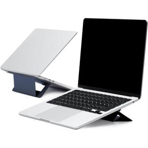 MOFT Laptop Stand for Desk, Adhesive Airflow Laptop Cooling Stand for Heat Dissipation with 2 Adjustable Viewing Angles, Foldable & Portable Computer Stand Compatible with Laptops 11"-16", Navy Blue