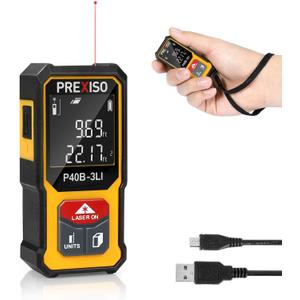 PREXISO Mini Laser Measurement Tool, 135Ft Rechargeable Laser Distance Meter Ft/Ft+in/in/M Unit, Laser Measure with High Accuracy, Pythagorean, Distance, Area, Volume Modes