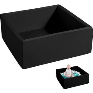 Foam Ball Pits for Toddlers Kids Square Soft Ball Pits Ideal Gift Play Toy for Children Kiddie Pools - Black (90cm)
