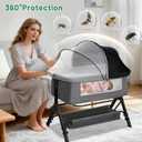 Bassinet Cover for Cats - Blackout Breathable Mosquito Net for Baby Bedside Sleepers & Travel Cribs, 2-Way Zipper Bug Canopy Tent to Block Light & Keep Cats Out (Black-Small)