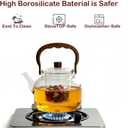 Glass Teapot with Removable Loose Tea Infuser, 50oz Stovetop Safe Glass Tea Kettle for Loose Leaf Tea, 1500ml Borosilicate Clear Tea Pot for Blooming Tea, Heat Resistant