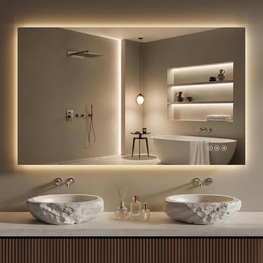 48"X30" LED Bathroom Mirror with Lights, Anti-Fog, Backlit Lit with CRI>90
