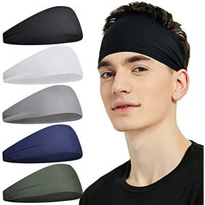Pilamor Sports Headbands for Men (4 Pack),Moisture Wicking Workout Headband, Sweatband Headbands for Running,Cycling,Football,Yoga,Hairband for Women and Men