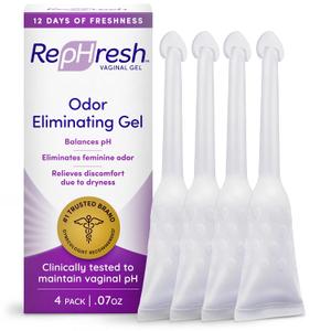 RepHresh Odor Eliminating Vaginal Gel, Feminine Care pH Balance for Women, 4 Count (0.7oz)