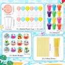 Funrous 146 Pcs Summer Party Favors, DIY Stickers Button Pins Badges Stampers Lids Straws Cups Cards Whistles for Beach Pool Summer Birthday Party Favor Supplies Hawaiian Tropical Tiki Aloha Gift Sets
