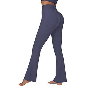 Sunzel Sunzfly Invisible Butt Scrunch Flare Leggings for Women, Mini Flared Yoga Pants with Tummy Control and High Waist 30" Ash Blue X-Large