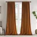 Roslynwood Luxury Soft Brown Velvet Curtains 90 inches Long Back Tab Thermal Insulated Blackout Window Drapes for Living Room/Bedroom/Dining Room, W50 x L97