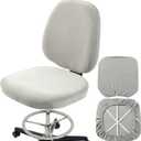 BUYUE Task Office Chair Cover, Super Soft Velvet Stretch Washable Computer Desk Armless Chair Slipcover Dustproof Protectors (Set of Light Grey)