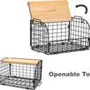 2 Set Stackable Wire Basket with Openable Top, Kitchen Counter, Pantry Organizer and Storage Produce Onion Potato Fruits Vegs Bread Food Snack Spice Organizing Bin for Cabinet Shelf Countertop Floor, 12"D x 9"W x 8.45"H