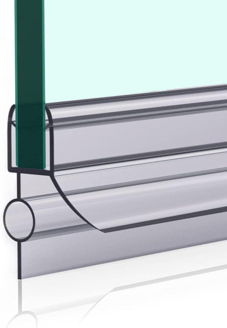 Frameless Shower Door Bottom Seal Strip, Frameless Glass Doors Seal Strip for 1/4 (6mm) x36 Thick Doors,Showers Water Guard & Barrier - Stop Water Leakage, Clear Vinyl.