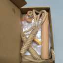 Wood & Rope Wall Toilet Paper Holder, Rustic Tissue Rolls Paper Holder Wall Mounted, Nautical Rattan Bathroom Accessories with Self-Adhesive Seamless Screw