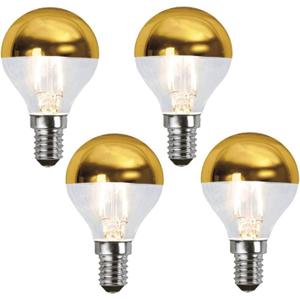 Lxcom Lighting 4W Half Chrome Gold LED Light Bulb(4 Pack), G45/G14 E14 Base Dimmable Gold Tipped Vintage LED Filament Bulbs Warm White 2700K Decorative Globe Bulbs
