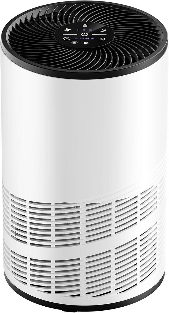 OLIXIS Air Purifiers for Home, Quiet Air Cleaner with HEPA 3-in-1 Filter for Bedroom, Portable Air Purifier with Sleep Mode Speed Control Timer for Odor Dust Smoke Pollen (White)