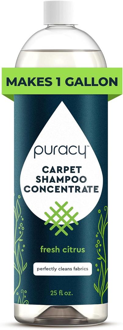 Puracy Carpet Shampoo Pet Carpet Cleaner Solution, Stain Remover, Pet Stain & Odor Remover, Rug & Upholstery Cleaning Solution, Concentrated (Fresh Citrus, 25oz)