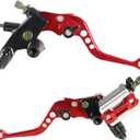 Universal 7/8" Handlebar Motorcycle Brake Clutch Lever with Master Cylinder Reservoir Compatible with Harley Honda Kawasaki Suzuki Yamaha(Red)