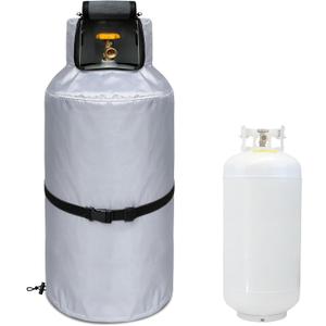 40 lb Propane Tank Cover, Thickened Built-in Anti-Freezing Felt Openable top, Waterproof, Dustproof, UV-Resistant and Frost-Resistant for 40 Gallon Propane Tank Outdoor Protection, Silvery