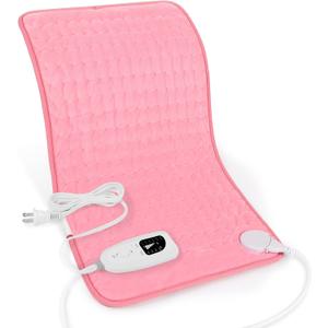 Deepsoon Heating Pad, Electric Heating Pads for Back, Neck, Abdomen, Moist Heating Pad for Shoulder, Knee, Arms, Legs, Dry/ Moist Heat & Auto Shut Off, Christmas Gifts for Men and Women, BabyPink, 24x12 Inch