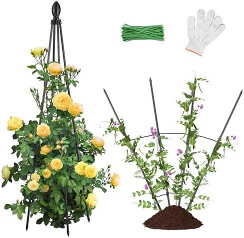 AlisisFores 2 Pack Garden Trellis for Climbing Plants, Garden Trellis Rustproof Plastic Coated Metal Plant Support for Vegetables, Vines and Rose Bushes, 120-2pcs