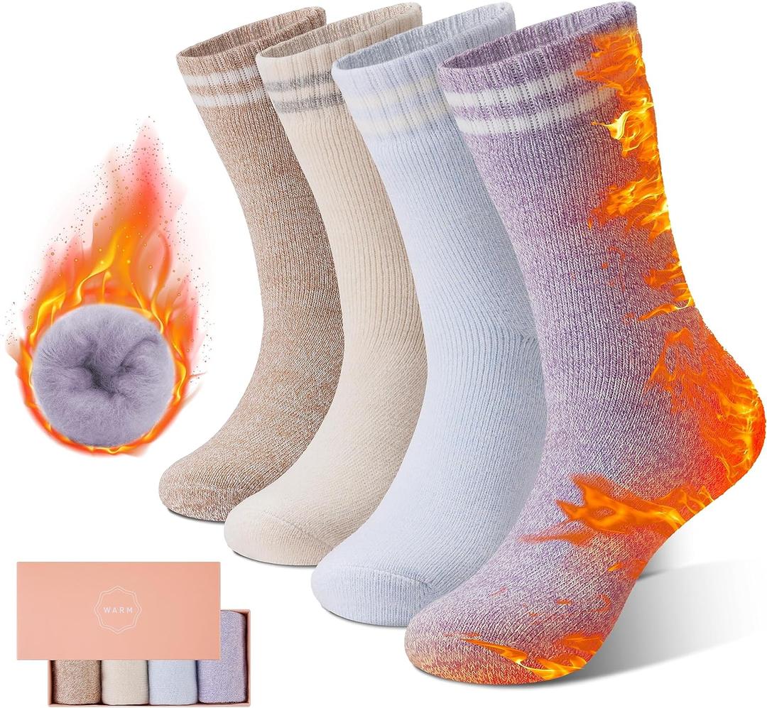 SISOSOCK Thermal Warm Soft Cozy Fluffy Socks for Women, Extreme Cold Weather Thick Heated Socks, Plush Winter Gifts for Women (Solid Color-eg3-1)