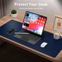 Aothia Leather Desk Pad Protector, Mouse Pad, Office Desk Mat, Non-Slip PU Leather Desk Blotter, Laptop Desk Pad, Waterproof Desk Writing Pad for Office and Home(Dark Blue,31.5" x 15.7")