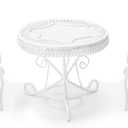 Dollhouse Miniature Bistro Table & Chairs Set Accessories Metal 1:12 Scale Miniatures White Coffee/Tea Furniture Fairy Garden Cute Rustic Elegant Decorations Ornaments (A)