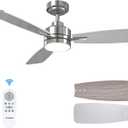 Amico Ceiling Fans with Lights, 44 inch Nickel Ceiling Fan with Light and Remote Control, Reversible, 3CCT, Dimmable, Noiseless, Small Ceiling Fan for Bedroom, Farmhouse, Indoor/Outdoor Use
