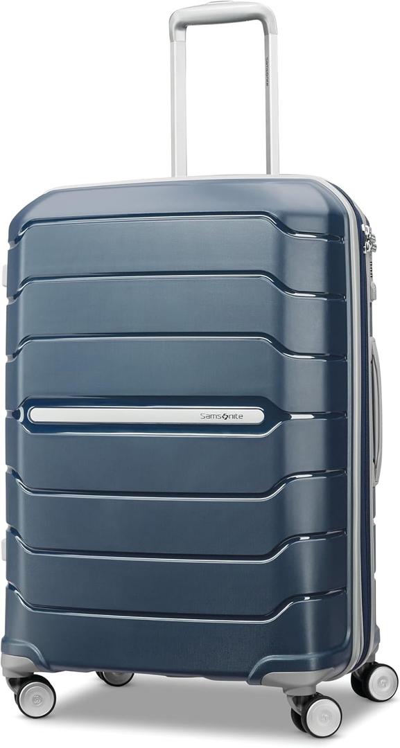 Samsonite Freeform 24-Inch Medium Luggage with Dual 360 Spinner Wheels - Checked Suitcase - TSA Lock, Airline-Approved - Lightweight Durable Polypropylene Expandable Hardshell - Navy