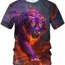 WHNBCW Funny Tiger Printed T-Shirt Animal Graphic Tee Shirt, Size M