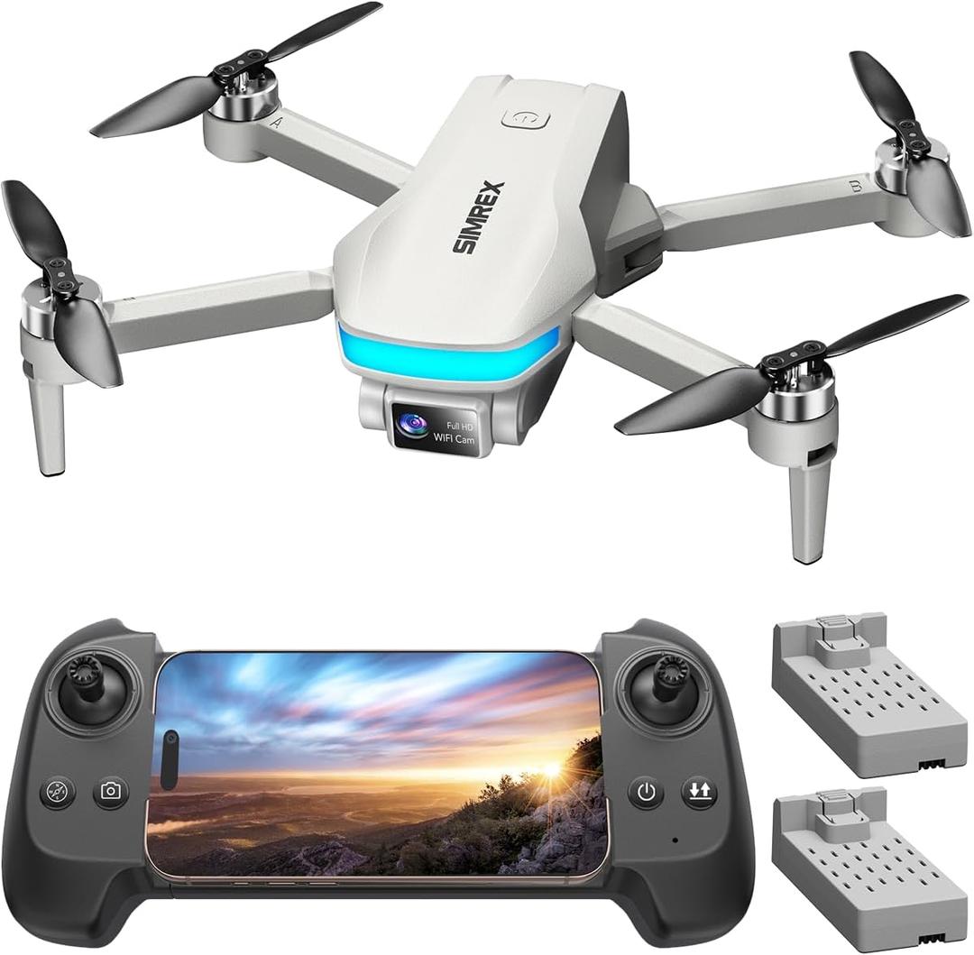 SIMREX Drone with Camera for Adults 4K, Brushless Motor Drones for Kids Beginners,FPV Foldable, Optical Flow & Altitude Hold, WiFi Live Video, Gesture/Voice Controlt,Toys Gifts for Teen Boys (Gray)