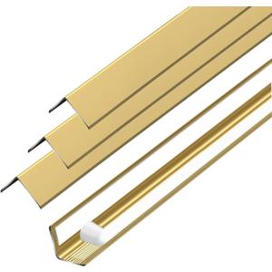 Golden Wall Corner Protector, 4Pcs, Length 35.4in, Width 0.79in - Self Adhesive Metal Corner Protector for Aluminum Trim molding, Cabinet Edge Guard, Easy to Install