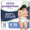 Always Discreet Postpartum and Adult Incontinence Underwear for Women, Small/Medium, Maximum Protection, 14 Count