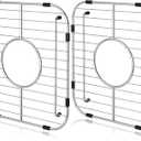 Orgneas Sink Protectors for Kitchen Sink, Universal Double Bowl Sink Bottom Grid 13.2"x11.6"x1.25", 304 Premium Stainless Steel Kitchen Sink Protector Grid Sink Grate Rack Centered Drain 2 Packs