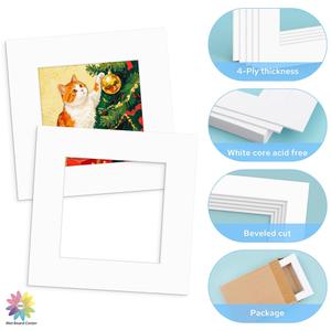 3 Pack White Picture Mats, Mat Board Center,  White Mats for Pictures - Acid Free, Thick, White Core, Bevel Cut - for Artworks, Photos, Framing
