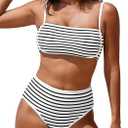 Pink Queen 2026 Women's High Waisted Bikini Sets Two Piece Swimsuit Color Block High Cut Bathing Suits Beach, Small
