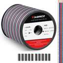 VIABRICO 100ft RGBW LED Extension Cable 22 Gauge 5Pin 12V DC Electrical Wire 5 Colors 22AWG Wires with 10PCS shrinkable Tubes for RGBW 3528 5050 Led Strip Copper Clad Aluminum Copper Wire