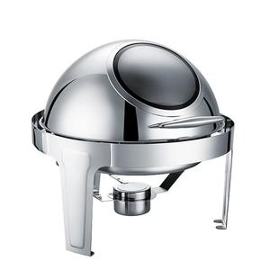 Round Chafing Dishes Full Size Chafer 6 Quart Food Buffet Warmer with Roll Top Lid Professional (6L Round chafter)