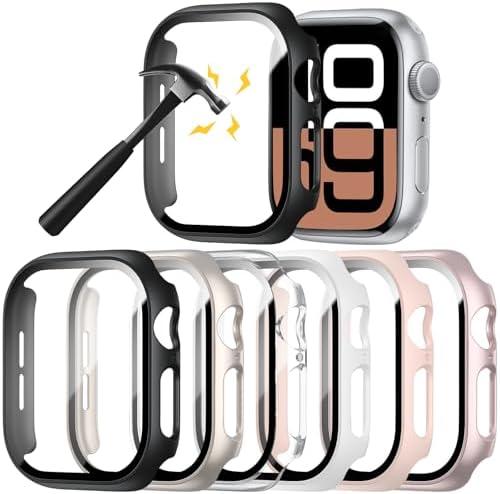 6 Pack Hard PC Case Compatible with Apple Watch Series 10 42mm with Tempered Glass Screen Protector,Rontion Ultra-Thin Scratch Resistant Full Protective Bumper Cover for iWatch 10 42mm Accessories